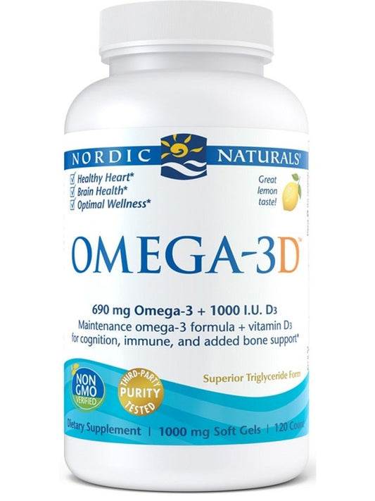 1-Omega-3D, 690mg Lemon - 120 softgels 1