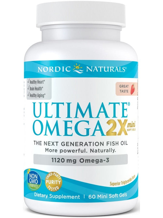 1-Ultimate Omega 2X Mini, 1120mg Strawberry - 60 mini softgels 1
