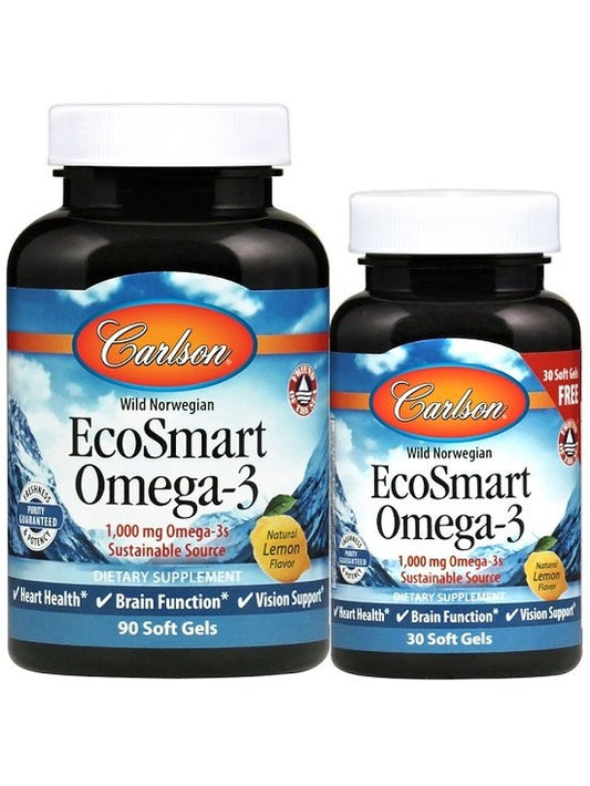 1-Smart Omega-3, 1000mg Natural Lemon - 90 + 30 softgels 1