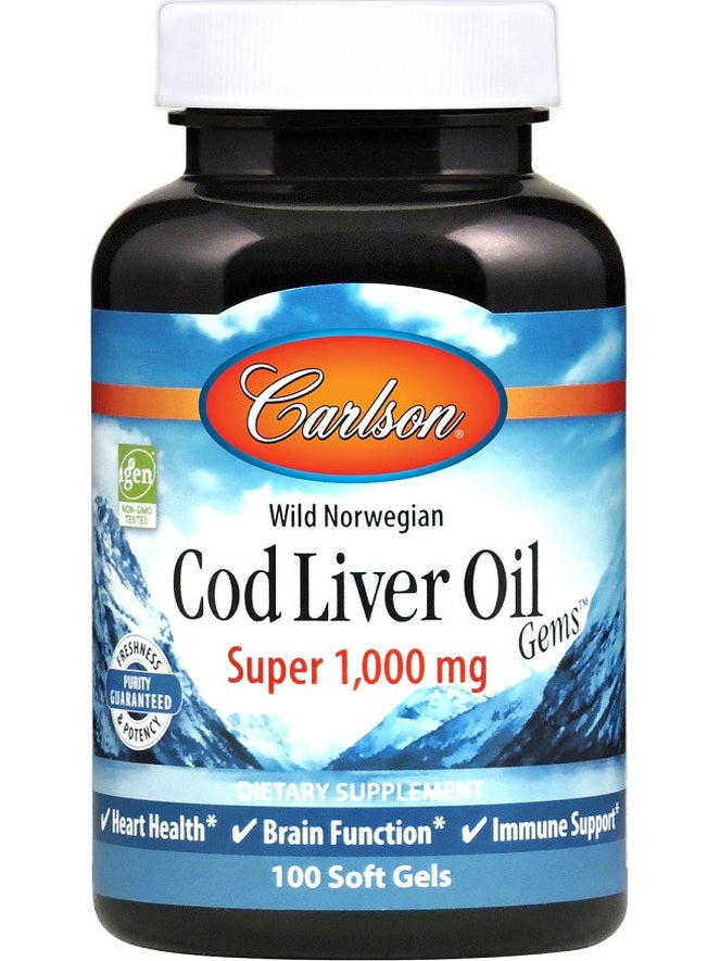1-Wild Norwegian Cod Liver Oil Gems, 1000mg - 100 softgels 1