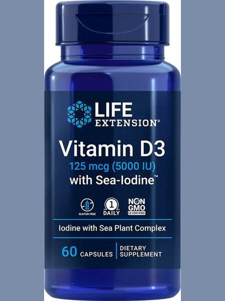 1-Vitamin D3 with Sea-Iodine, 5000IU - 60 caps 1