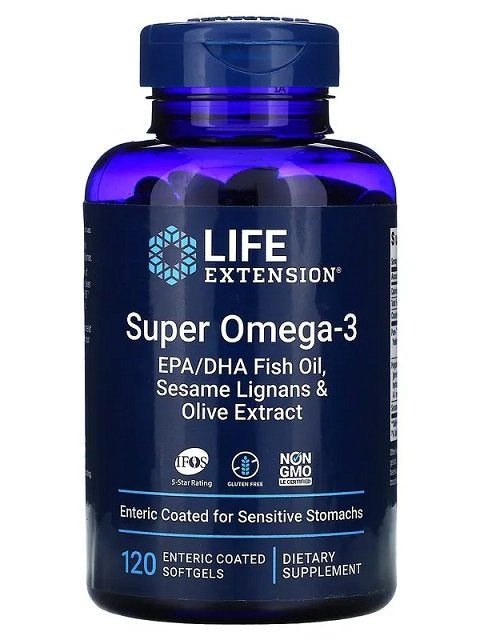 1-Super Omega-3 EPA/DHA with Sesame Lignans & Olive Extract - 120 enteric coated softgels 1