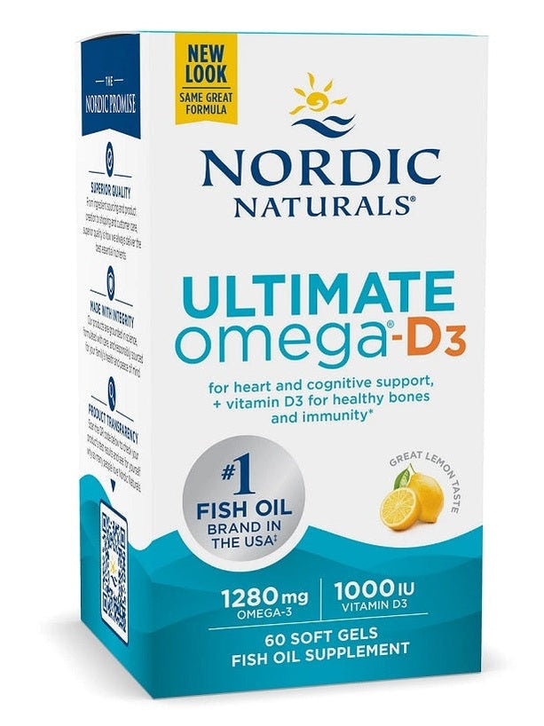 1-Ultimate Omega-D3 Fish Oil, 1280mg Lemon - 60 softgels 1