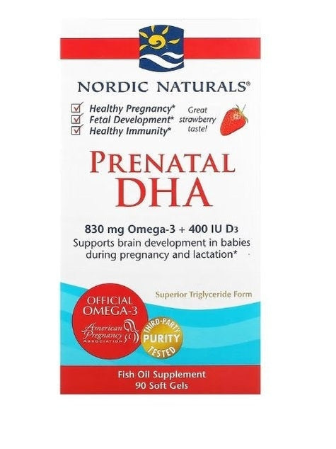 1-Prenatal DHA, 830mg Omega-3 + 400 IU D3 Strawberry - 90 softgels 1
