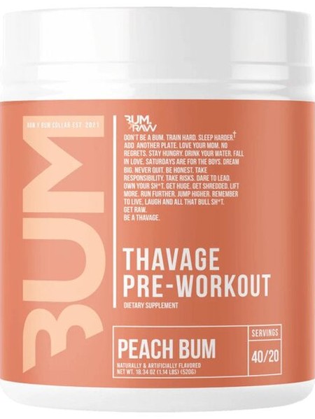 1-Thavage Pre-Workout, Peach Bum - 520 grams 1