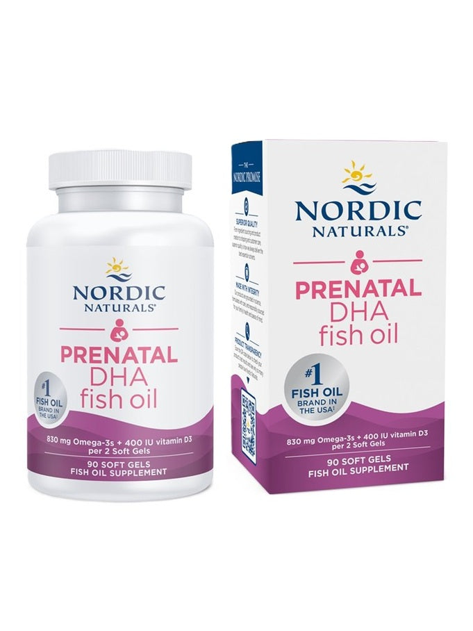1-Prenatal DHA, 830mg Omega-3 + 400 IU D3 Unflavored - 90 softgels 1