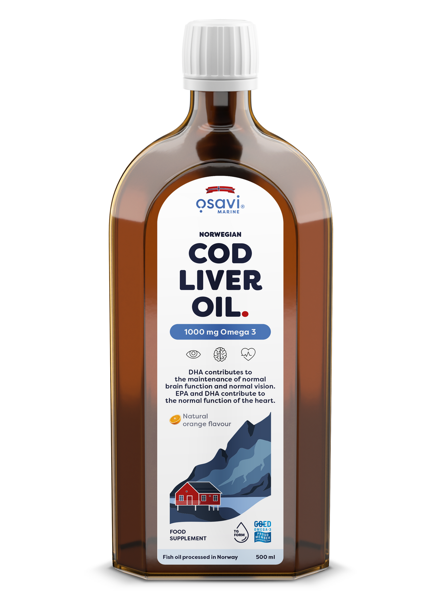 1-Norwegian Cod Liver Oil, 1000mg Omega 3 (Orange) - 500 ml. 1
