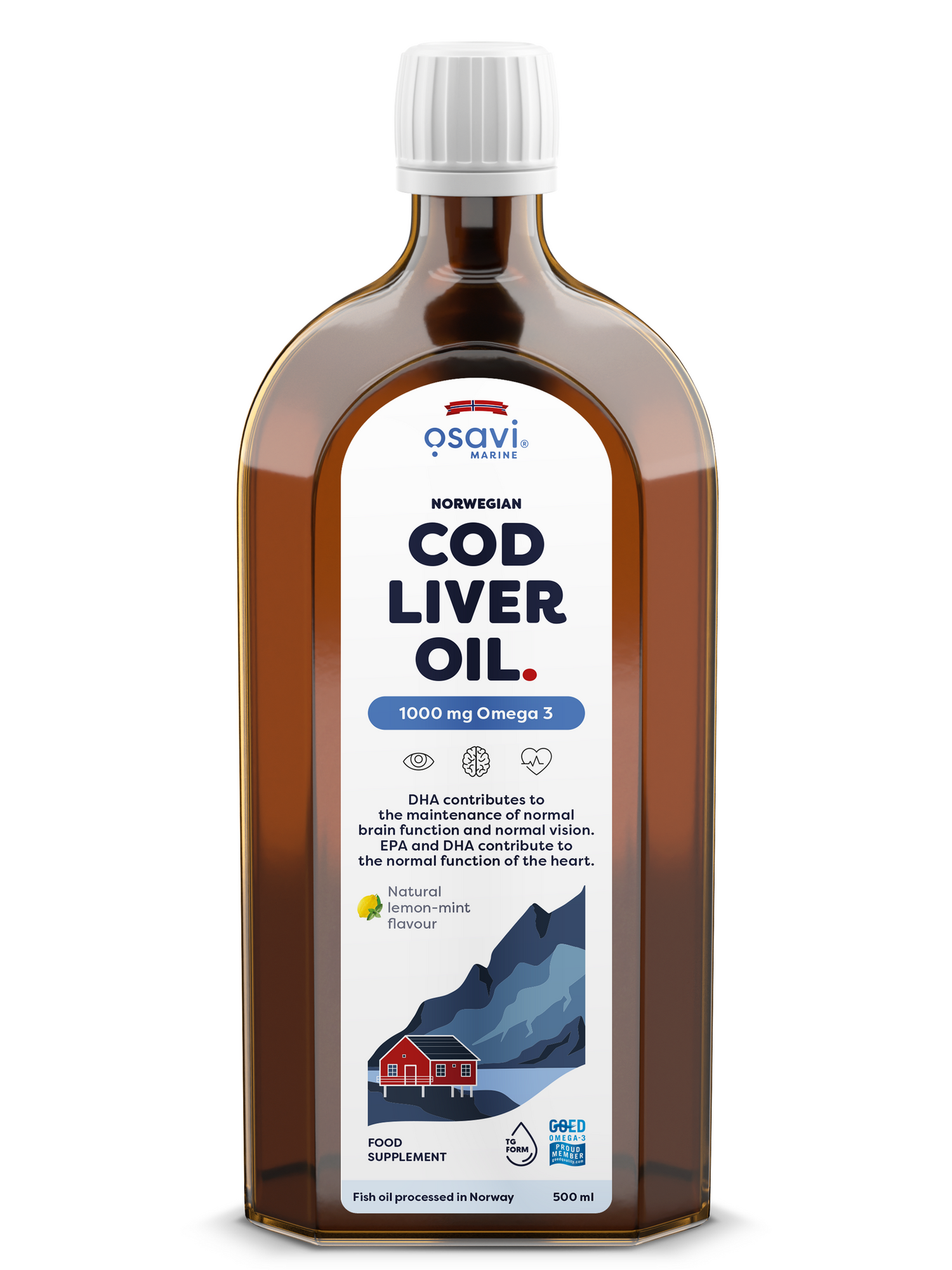 1-Norwegian Cod Liver Oil, 1000mg Omega 3 (Lemon-Mint) - 500 ml. 1