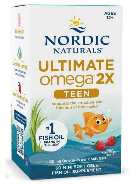 1-Ultimate Omega 2X Fish Oil TEEN, Strawberry - 60 mini softgels 1