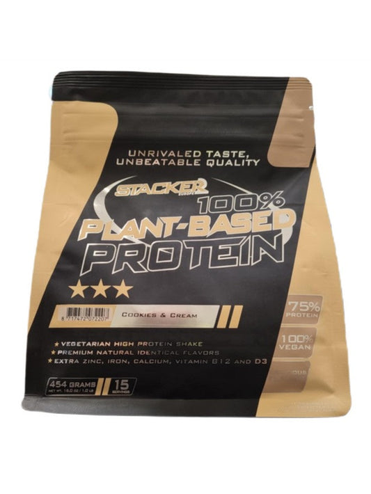 1-100% Plant Based Protein, Cookies & Cream - 454 grams 1