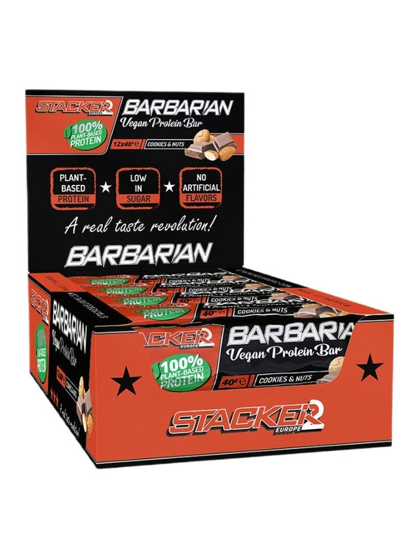 1-Barbarian Vegan Protein Bar, Cookies & Nuts - 12 x 40g 1
