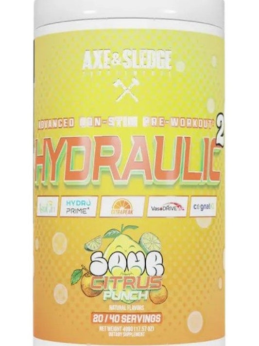 1-Hydraulic V2 Non-Stim Pre-Workout, Sour Citrus Punch (EAN 810164580139) - 498 grams 1